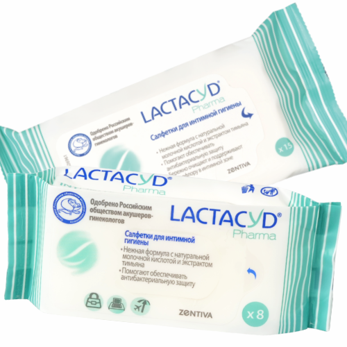 LACTACYD PHARMA* салфетки с антибактериальными компонентами 15 шт и 8 шт